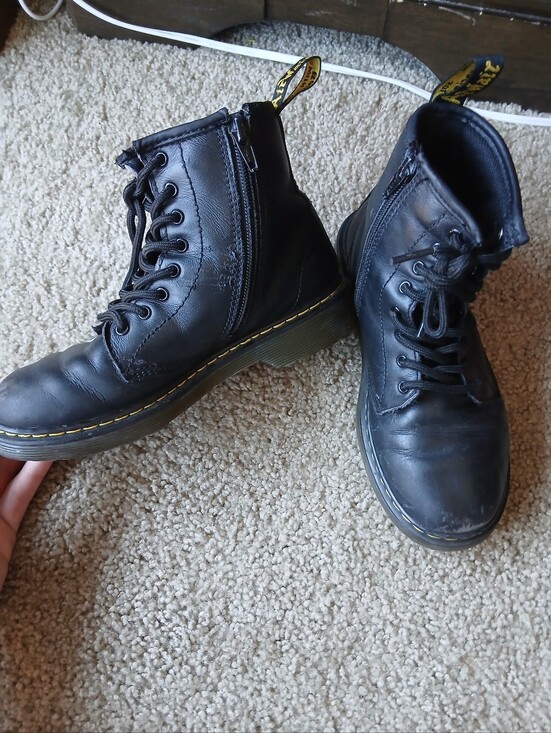 Dr. Martens Other - Dr. Martens Black Leather Lace-Up Combat Boots with Side Zip